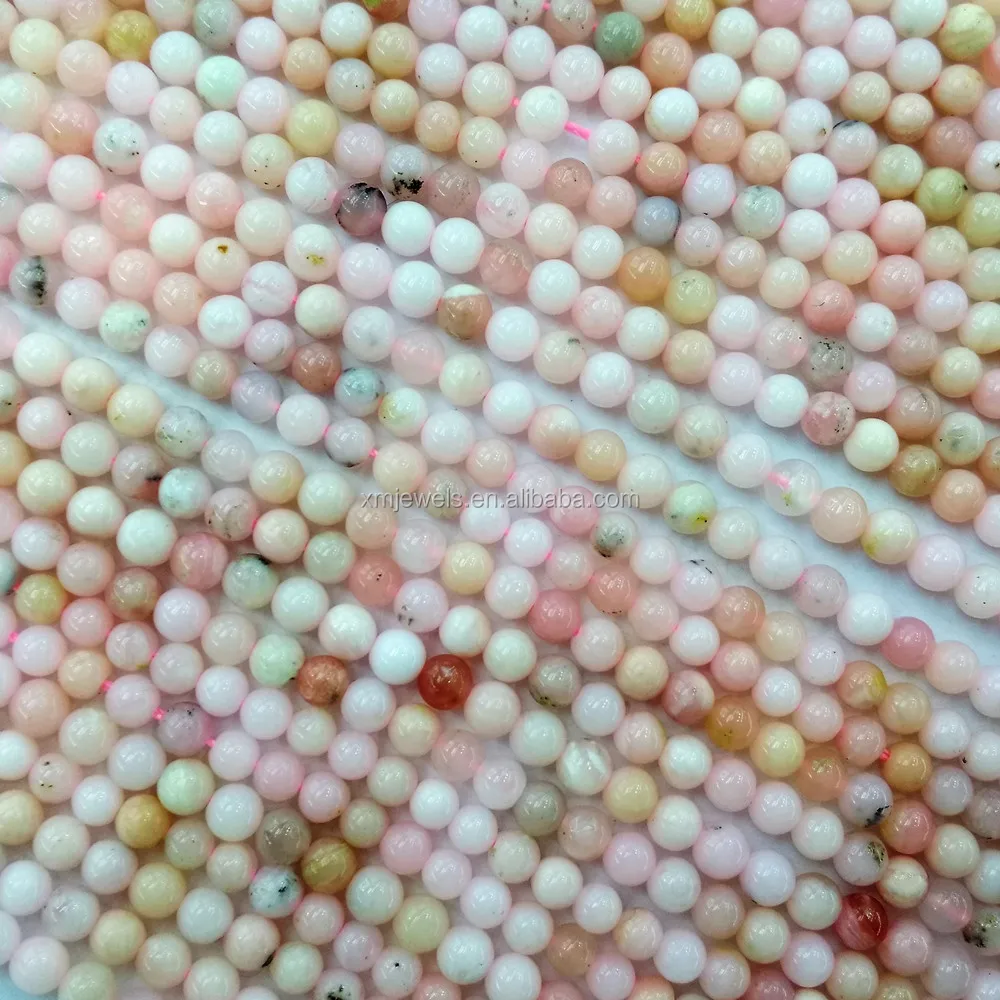 
4MM Loose round natural pink opal beads for jewelry making 