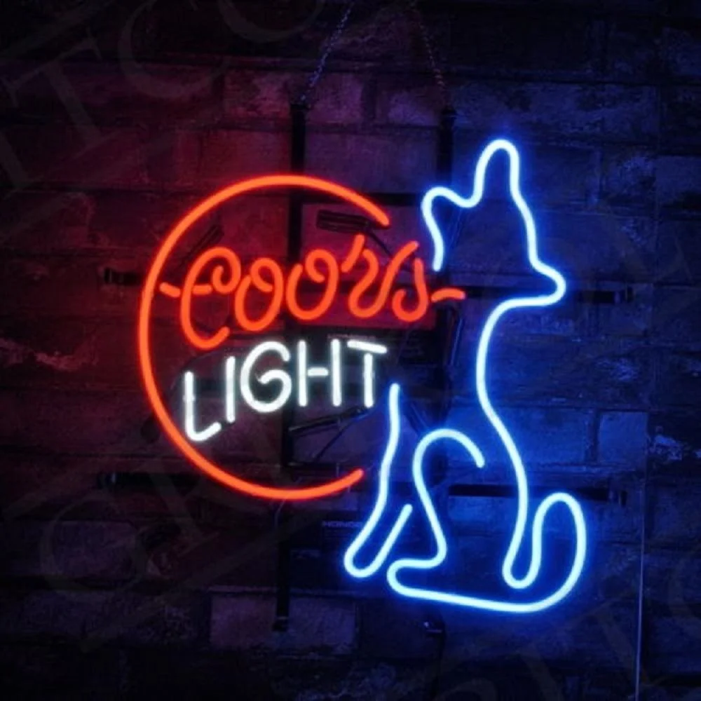 Oem china suppliers shanghai antuo beer glass tubing letters coors metal grid neon sign custom glass neon light sign