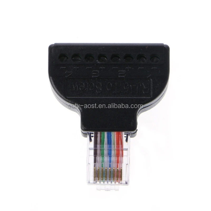 RJ45 Converter Block Screw Terminal Ethernet Adaptor Male To 8 Pin AV Terminal Screw Adapter Plug