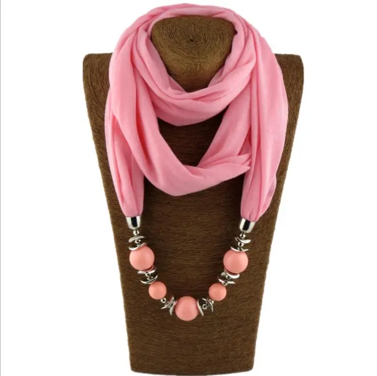 beads scarf pendant necklace jewelry with beads decoration necklace/ beaded scarf necklace wholesale