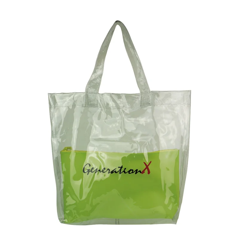 New Design Large Space Soft Transparent PVC Shopping bag Custom logo Shoulder Shopping Bag Fashion Tote bag
