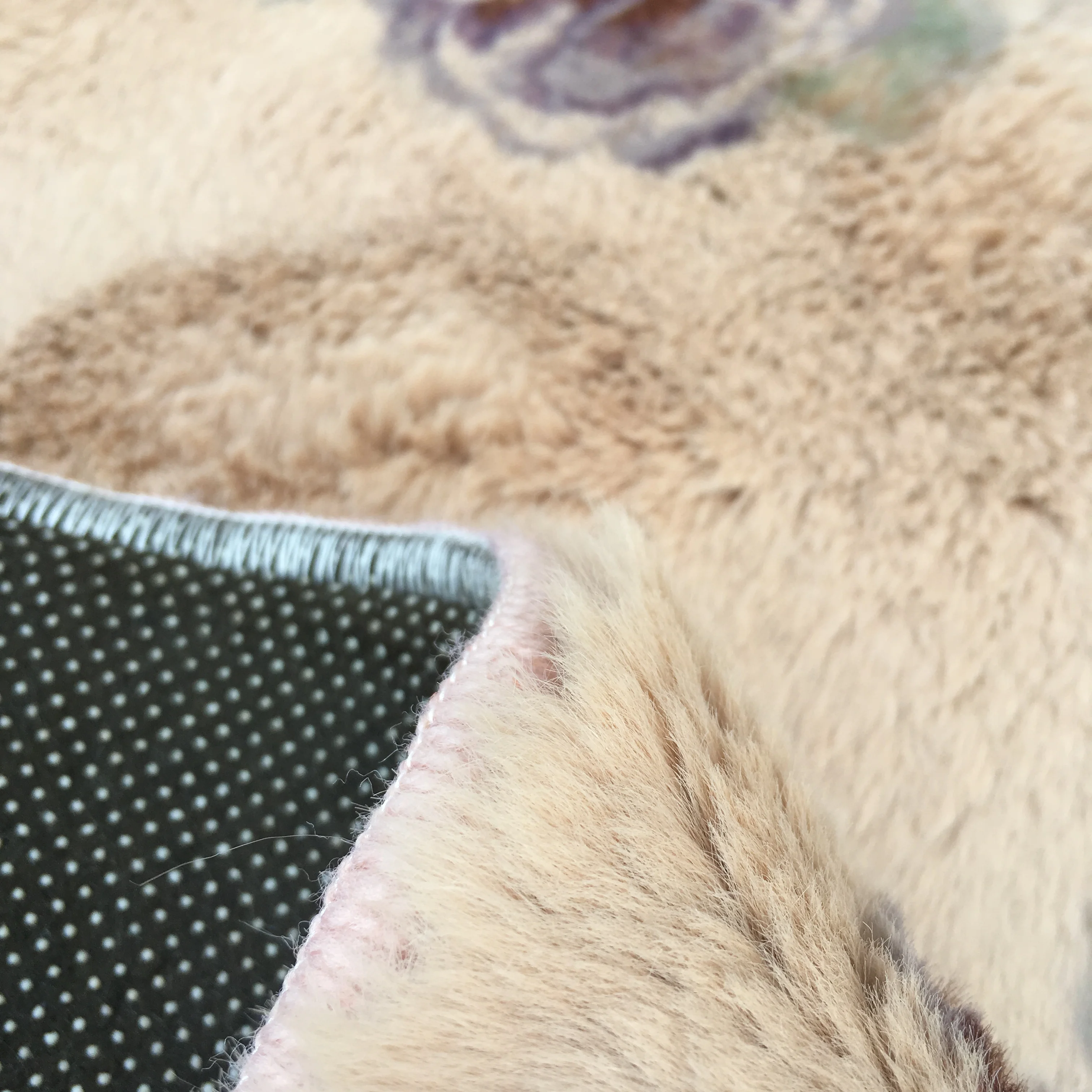 New arrival Home Decor Angora rabbit hair like faux fur printed canvas backing area large rugs for living room