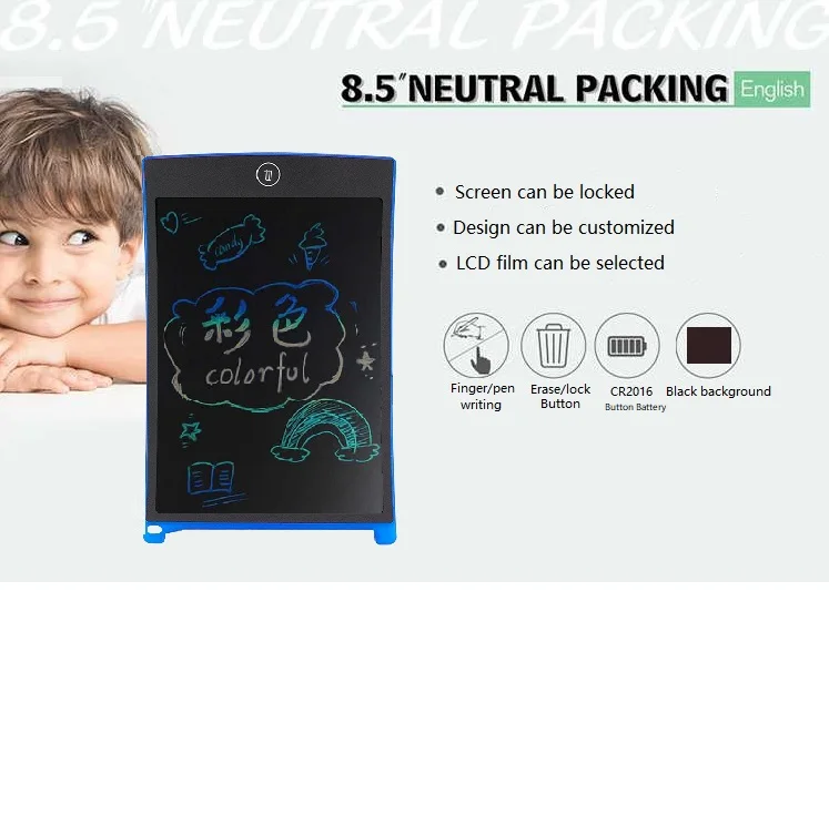 8.5 Inch Colorful LCD Writing Board Drawing Board Notedpad with Lock Screen Electronic Writing Tablet for student and kids