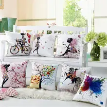 RUBI almofadas decorative cushion cover digital printing flower fairy bike butterfly 45x45cm off 10%