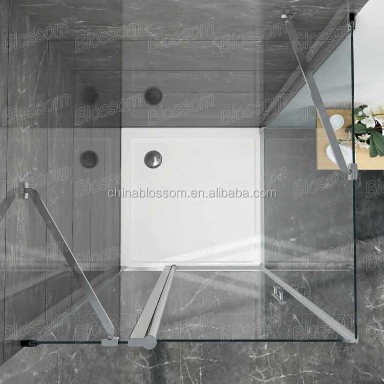 Blossom Deluxe Square Doccia Fiberglass Bathroom Pivot Hinged Folding Glass Cubicle Shower Stall Box,Shower Cabinet