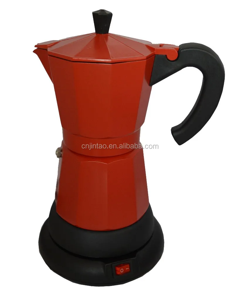 Aluminum moka coffee maker electric espresso maker plastic base electrical coffee maker