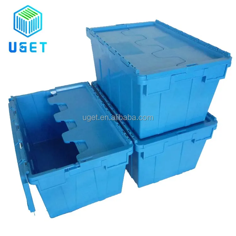 Wholesale Heavy Duty Plastic Nestable Moving Crates Stackable Turnover Storage Box With Lid