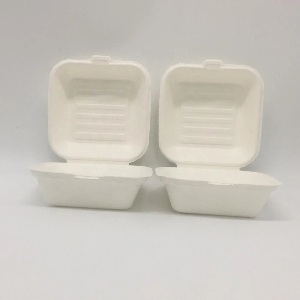 Wholesale disposable food packaging bagasse sandwich takeout box biodegradable container