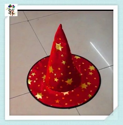 Children Fancy Dress Costume Black Halloween Witch Hats with Feathers HPC-0227