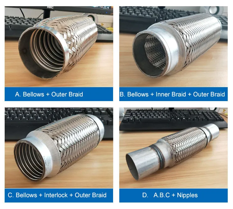 1 inch Muffler Flexible Exhaust Pipe with Inner Braid and outer braid