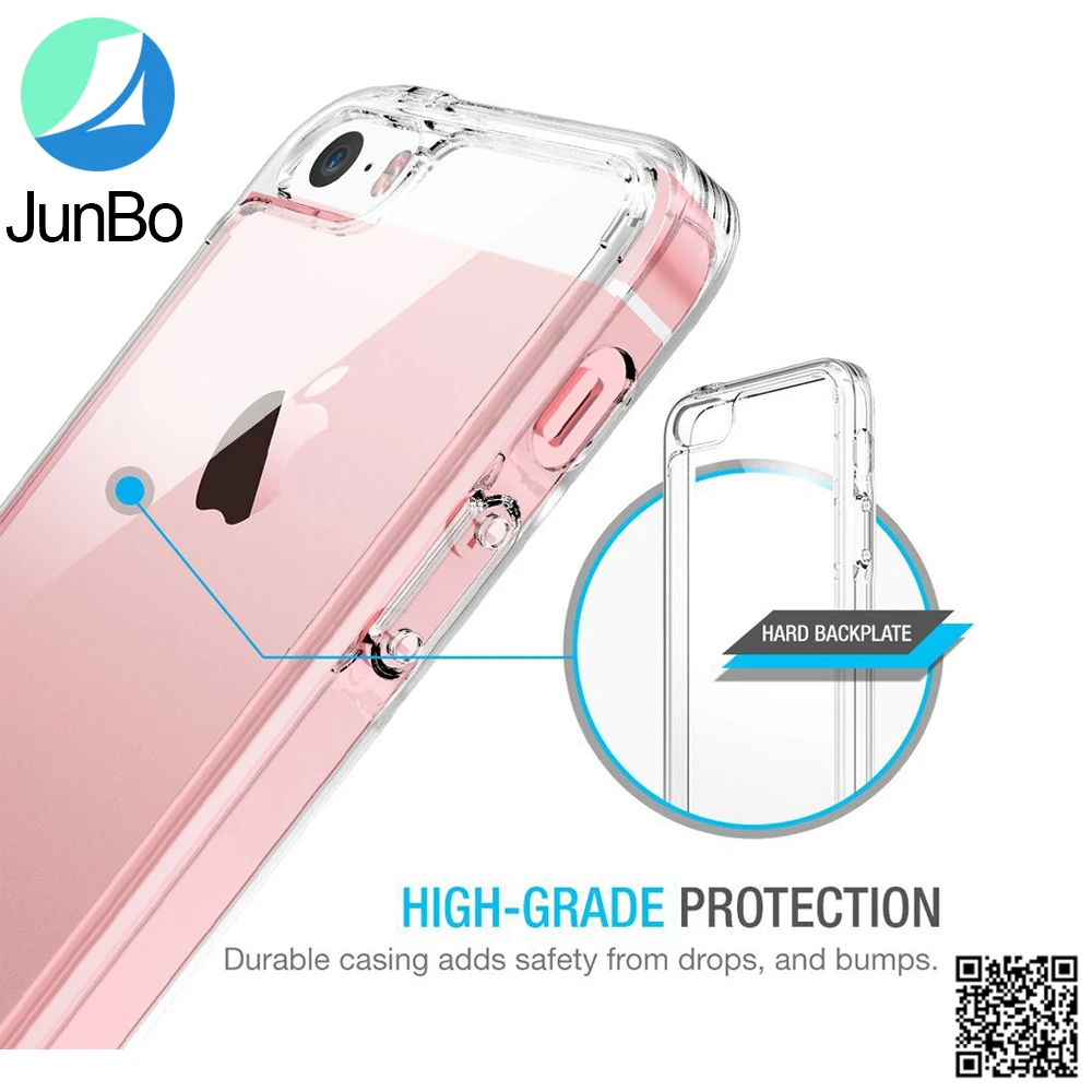 2016 New Arrival TPU+PC Transparent Thin Phone Case For iPhone 5se