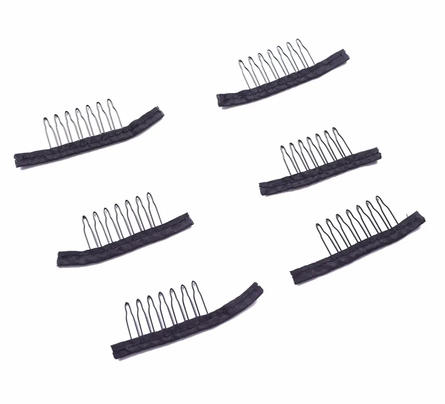 AliLeader 7 Teeth Black Color Wig Comb Clips Metal Hair Combs For Making Wigs