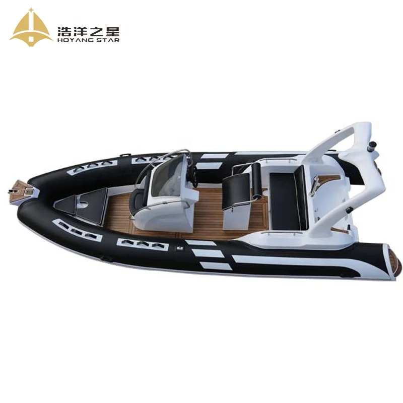 2023 New Model 5.8M  Patrol Rigid RIB Hypalon Fiberglass Inflatable Boat With Outboard Motor