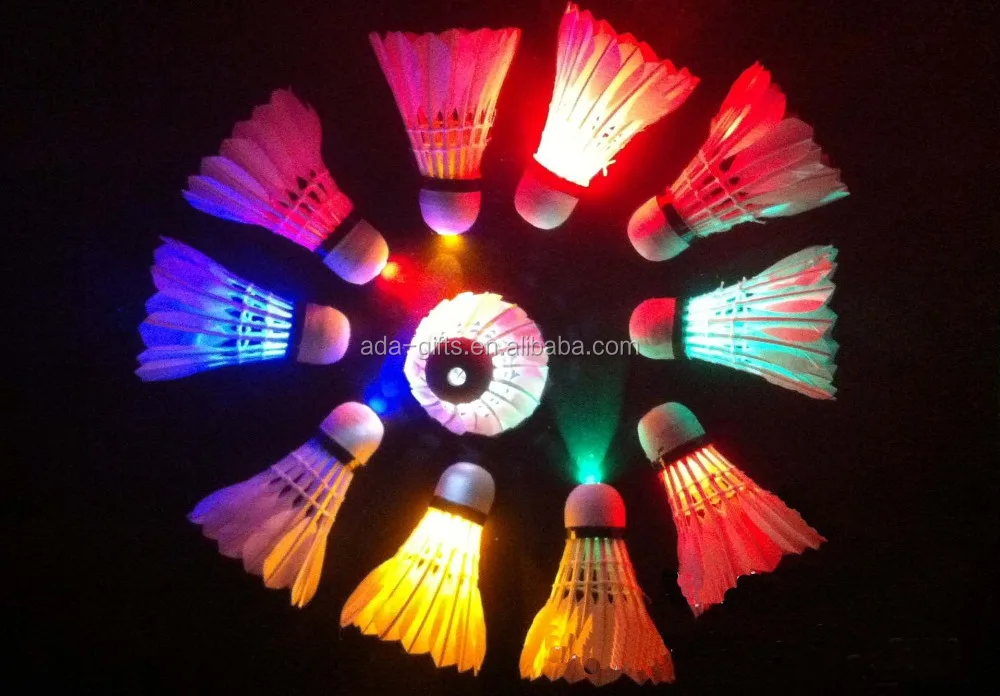 PU Cock flashing lighted badminton Shining Duck Feather Shuttlecock