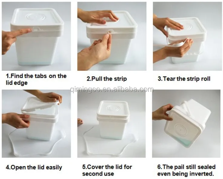 Food Grade 4 Gallon 5 Gallon Plastic Pail Square Plastic Buckets With Lids And Handles For Sale