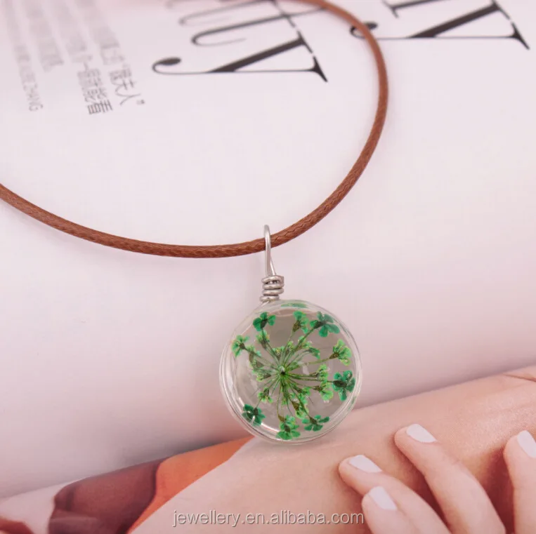 
2018 новое ожерелье из прозрачного стекла Одуванчик сушеный цветок 