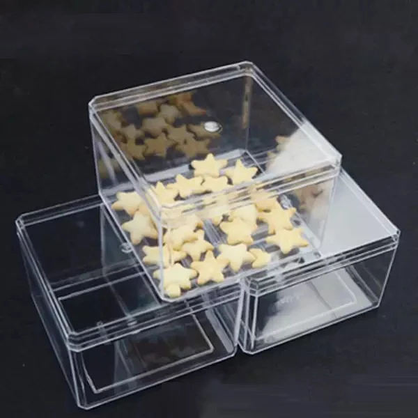 Transparent Food Safe PS Acrylic Plastic Lucite Storage Box for Cookie, Candy, Gifts, Party Favors, Treats, Accessories