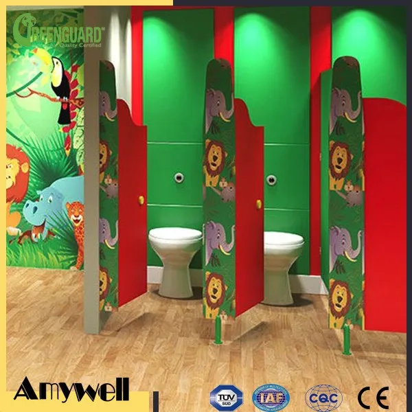 Amywell quite healthy waterproof phenolic compact hpl toilet partition for kids