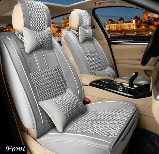 High Quality 5D Fashion PU Leather Full Set Car Seat Cover for Car Seat Protector with Black with Red Ice Silk Car Seat Covers