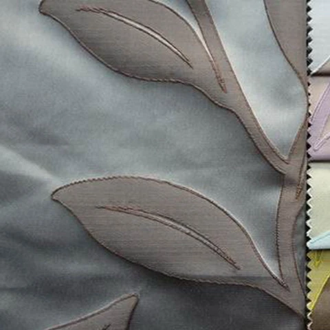 
Leaf design 100% polyester brocade jacquard blackout curtain fabric 