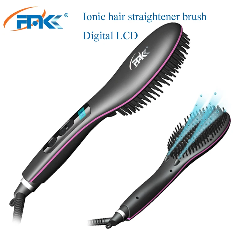 New Convenient Hair Straightening Brush PTC Heater Massage Comb Portable Ionic Hair Brush Electric Ionic Hair Brush 180-230C FMK