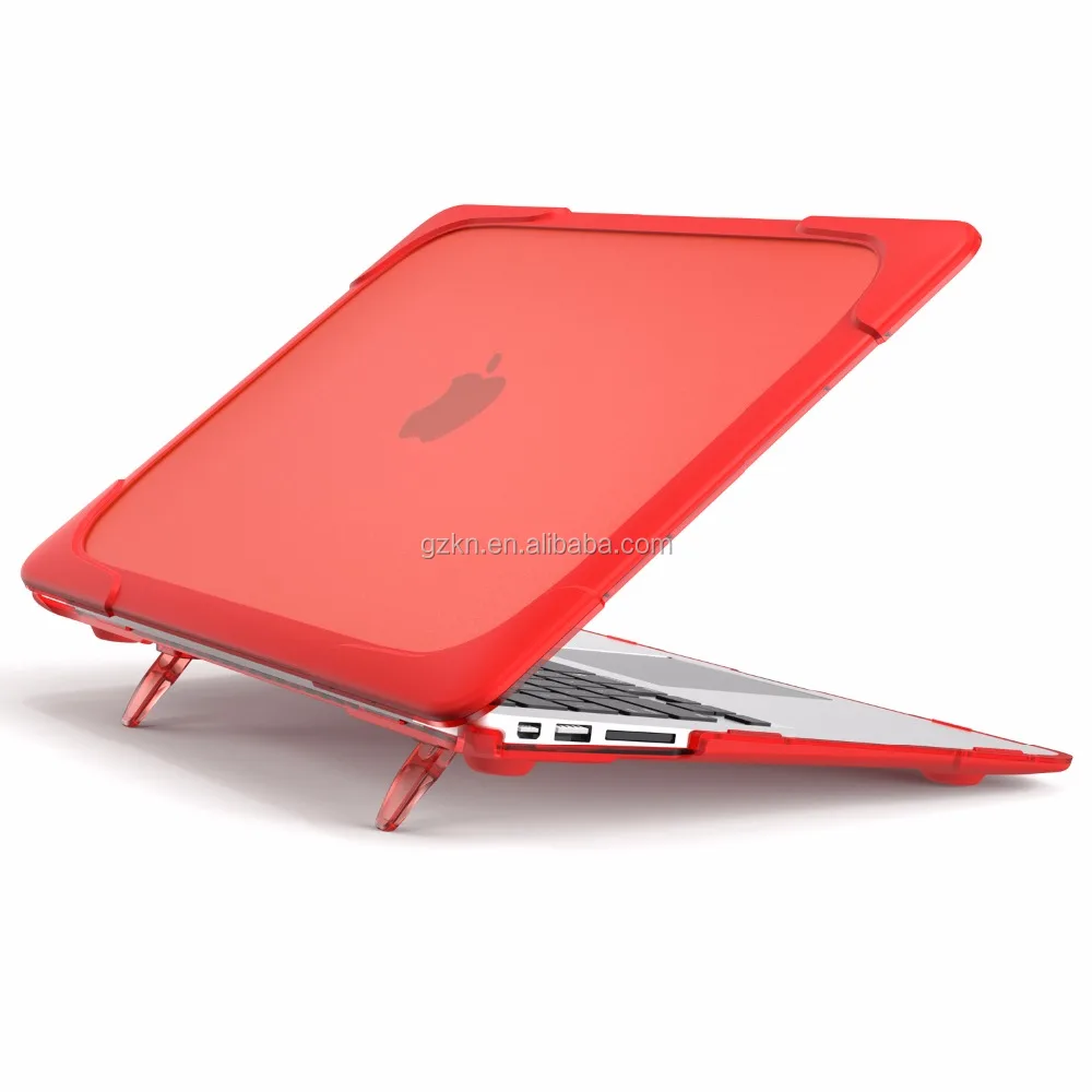 Rubberized plastic hard cover case shell for Macbook Air 13/Retina 12/Macbook Air 11 with strong stand