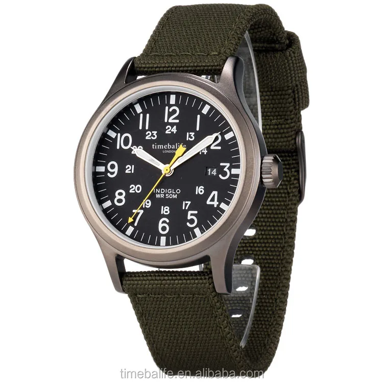 Cheap Custom Logo Simple Dial Canvas Strap Japanese Quartz Movement Arabic Man Watch