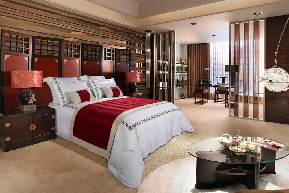 Luxury Bed Throws and Bed Runners for Hotel Bedding Set Adult Woven 40 Environment Friendly Printed  3 Pcs Scenic 128x68