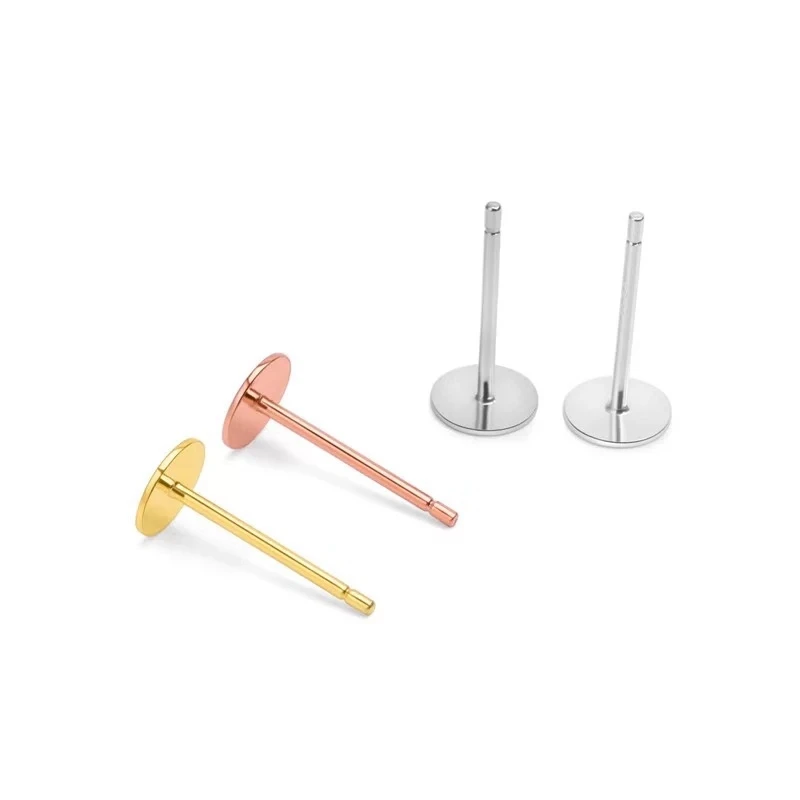 DIY jewelry  925 sterling silver blank earring accessories for flat pearl stud earrings base for jewelry making