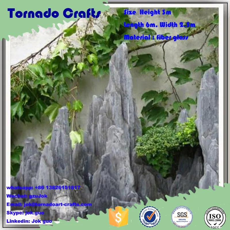 Guangzhou factory high quality design fiberglass rock waterfall rockery artificial fake stone water curtain fountain decor