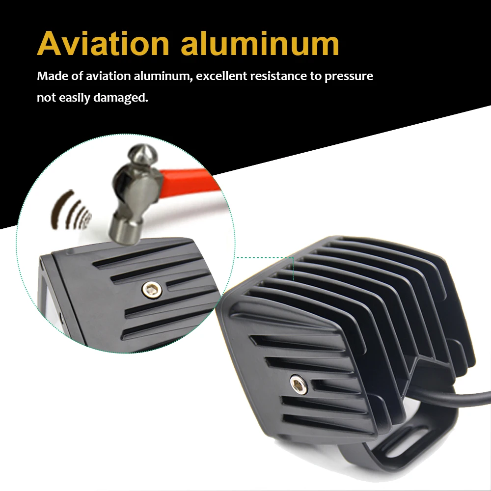 
4x4 Offroad 4 Inch Square Amber waterproof Spot led vehicle Two-color burst flash work light for trucks 