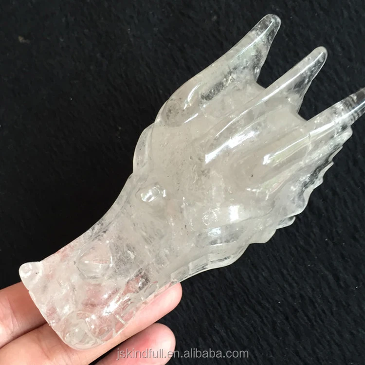 Оптовая продажа, высокое качество, ручная резьба, натуральный прозрачный кварцевый кристалл, голова дракона, черепа для украшения