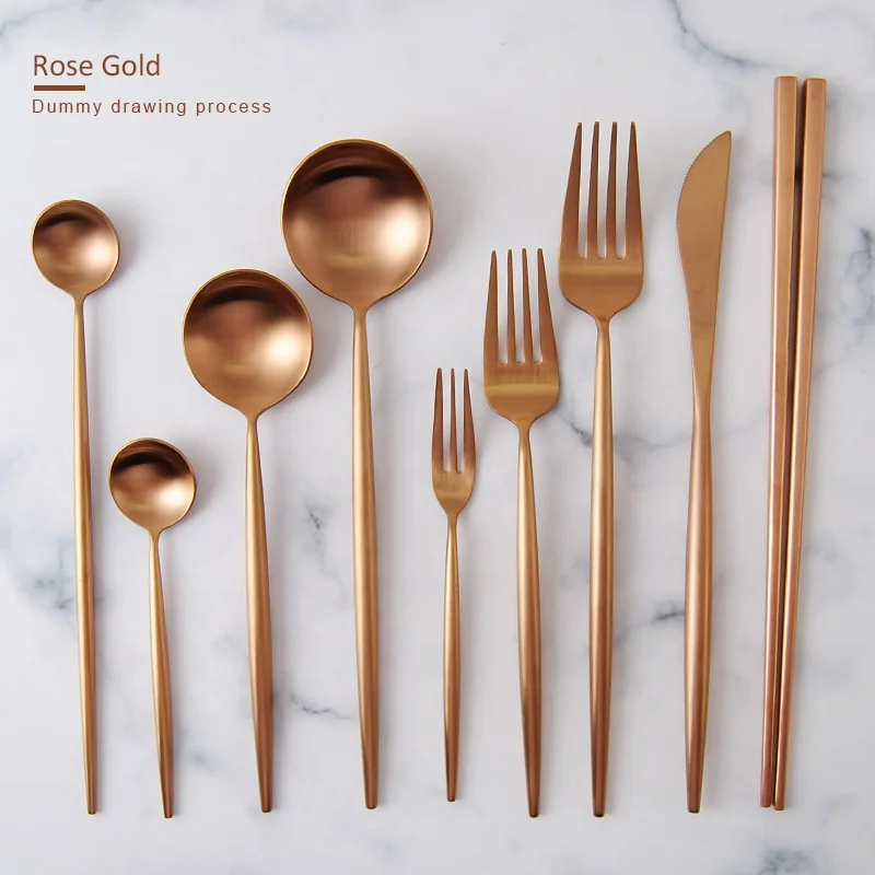 Luxury Royal 18/8 Stainless Steel Rose gold PVD Cutlery Set for Restaurant Flatware