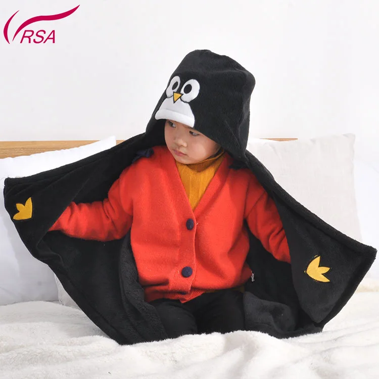 
2019 Fashion Wholesale Baby Cartoon Animal Design Flannel Children Newborn Hat Hooded Blanket Baby 