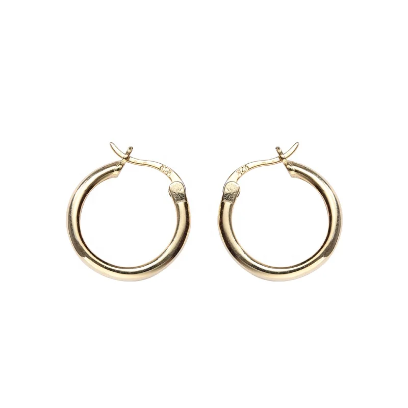 Custom Wholesale 925 Sterling Silver Simple Design Factory Price Gold Plated Circle Hoop Earrings