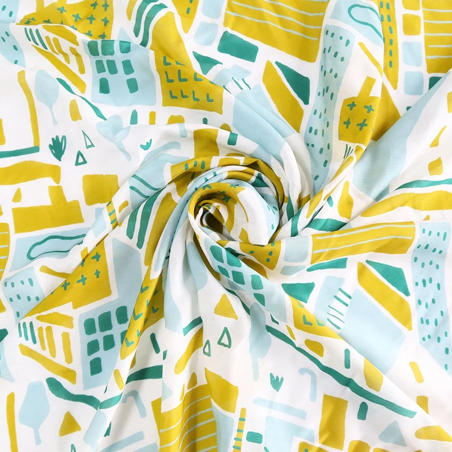 Digital printing on 100% silk habotai chiffon crepe de chine fabric for dress and scarves