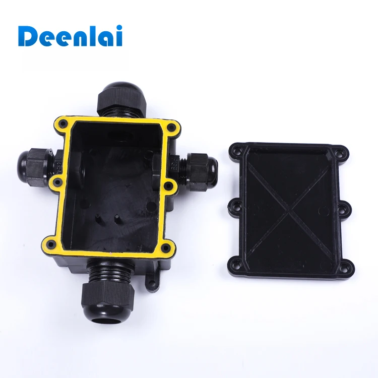 four way ip67 plastic outdoor in-ground waterproof electrical junction box with cable glands