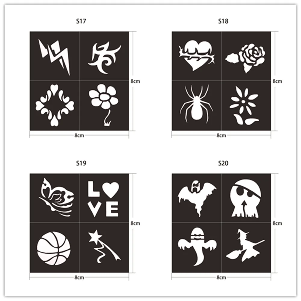 Hot selling airbrush reusable glitter tattoo stencil, henna stencils tattoo