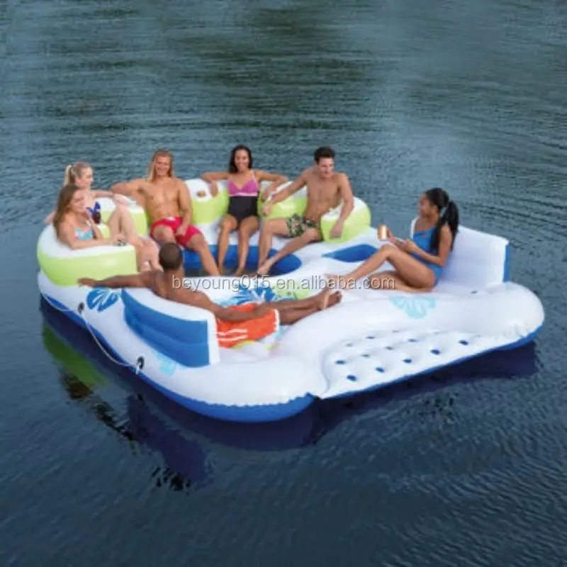 Canopy Island Type Giant Inflatable 7 Person Pool/River/lLake floating Raft Lounge