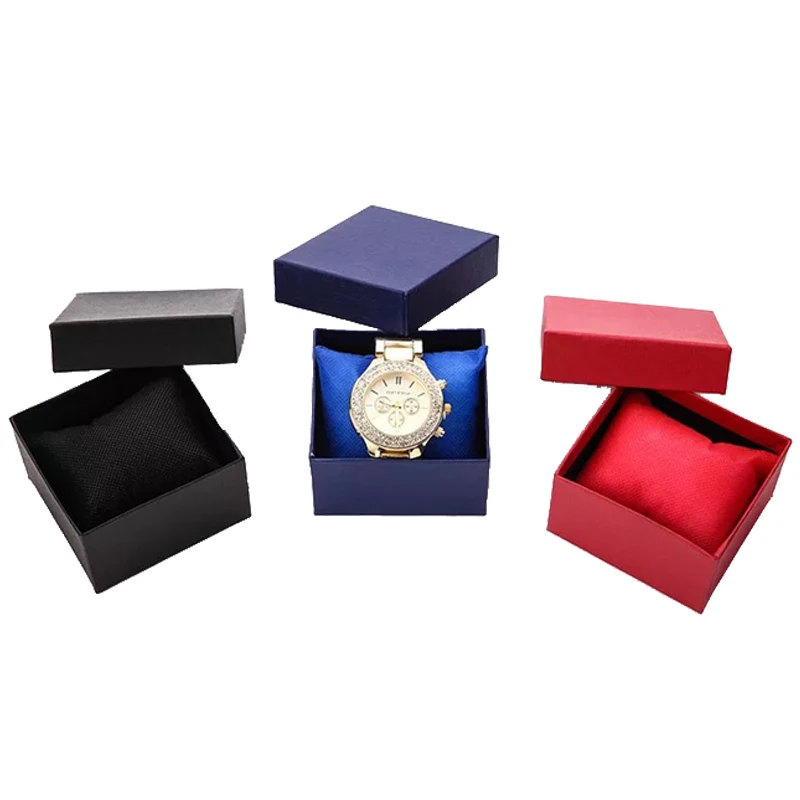 OEM custom black watch luxury packaging gift box  wholesale cheap square paper box watch design logo paper watch box