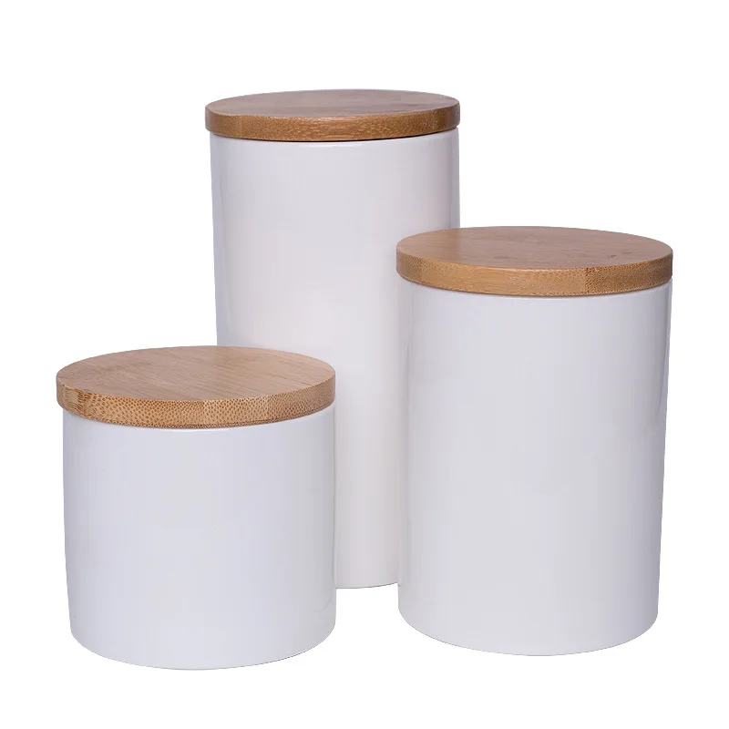 Ceramic Food Storage Jar Food Container With Bamboo Lids  Home Decorative Ceramic Storage Container