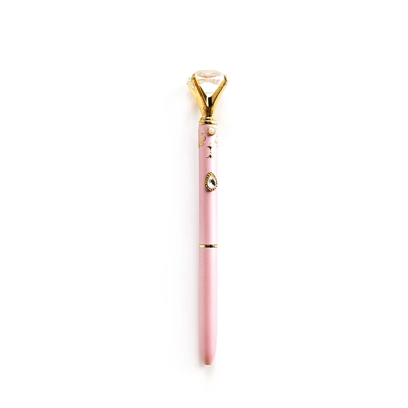 high quality kwaii korea stationery wholesale 0.7mm fancy pink cute diamond metal ballpoint pen