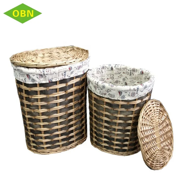Wholesale large decorative novelty cheap wicker corner laundry hamper with lid
