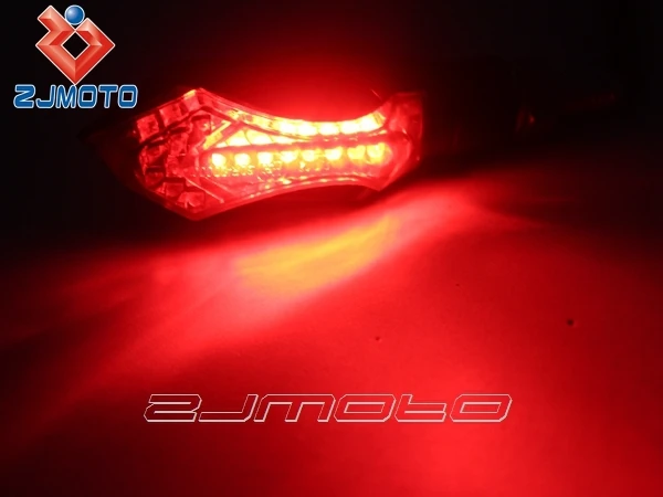 E-marked Approved ZJMOTO Motorcycle 12V LED Signal Light Turn Lamps With Smoke Lens Red+Amber Indicator Blinker For 8mm Bikes