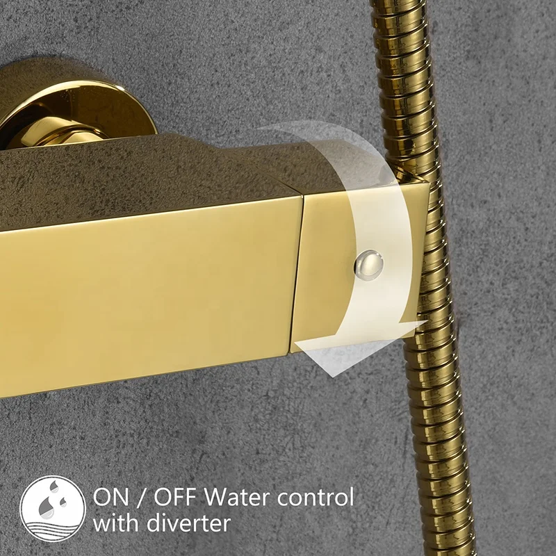 HIMARK modern bathroom wall mounted robinetterie salle de bain golden shower sets and faucets bath shower mixer