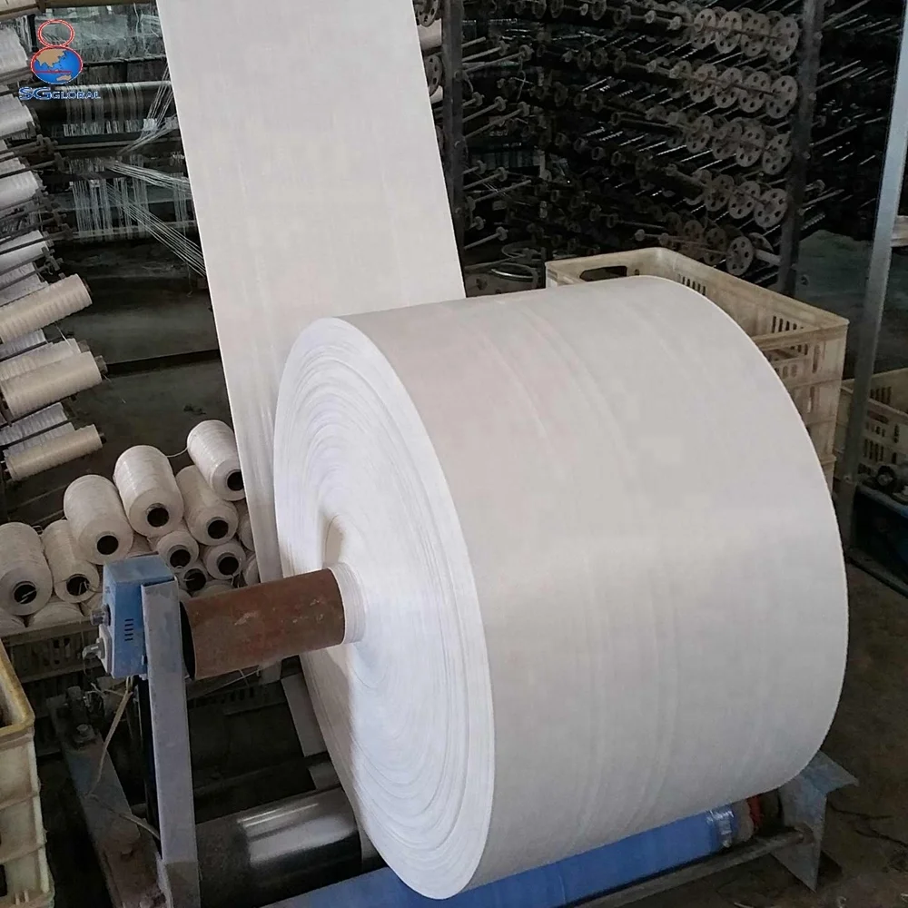 CE 48CM 107GSM heavy duty Durable white coated waterproof tubular PP woven polypropylene fabric roll for sale