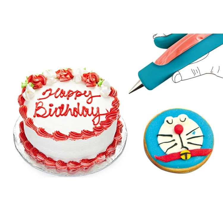 Pastry Icing Piping Set Cookie Maker Press Gun Kit with 4 Icing Tips Chocolate Cake Sugar Craft Decorating Pen Tool Set