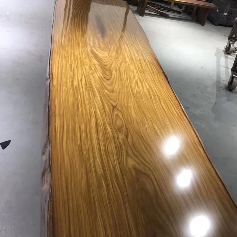 air-dried teak wood slab big size glossy finish for conference table custom -made welcome