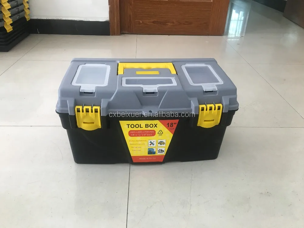 High quality plastic tool box Plastic storage box comes with a removable tray A18
