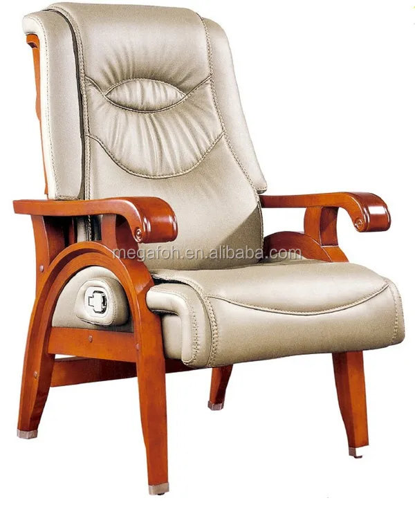 Роскошное кожаное и деревянное кресло для посетителей офиса руководителя конференц-стул